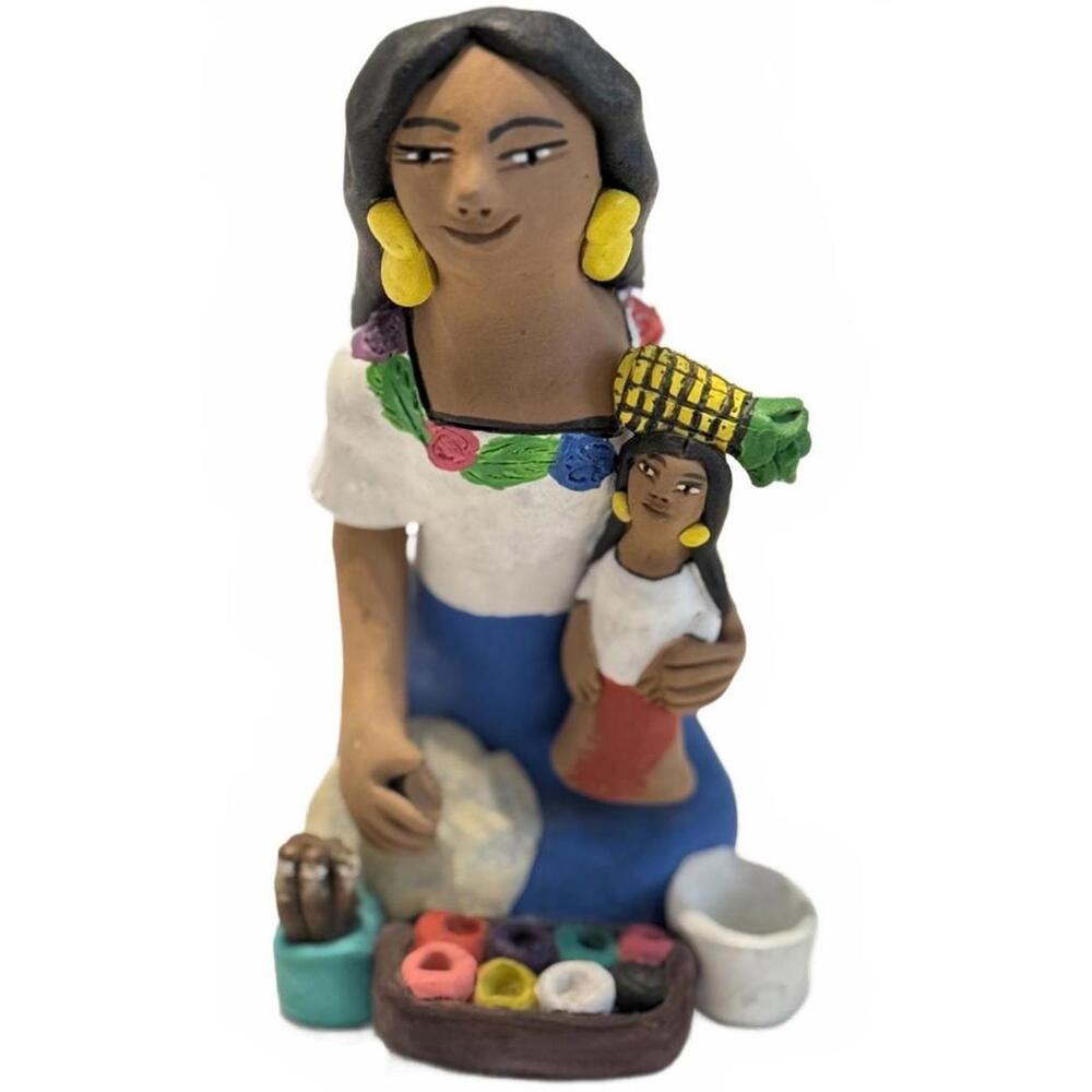 Mexican Folk Art Figurine of Woman with Child Josefina Aguilar